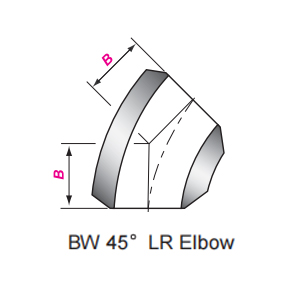 Additional technical parameters for 45° elbow